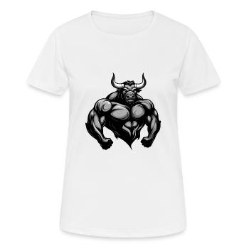 Bulle Stier Muskeln Workout Gym - Frauen T-Shirt atmungsaktiv - Weiß - Vorne - AI Model Female 172 dark (172cm)