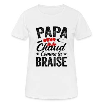 Papa Chaud Comme La Braise, Cadeau Humour Barbecue - T-shirt respirant Femme - blanc - Devant - AI Model Female 172 dark (172cm)