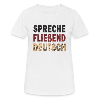 SPEAK FLUENT GERMAN - Women's Breathable T-Shirt - white - Front - AI Model Female 172 dark (172cm)