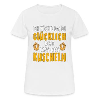 MÖCHTE DAS DU GLÜCKLICH BIST - Frauen T-Shirt atmungsaktiv - Weiß - Vorne - AI Model Female 172 dark (172cm)