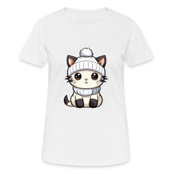 Cat Winter Comic Cute - Women's Breathable T-Shirt - white - Front - AI Model Female 172 dark (172cm)