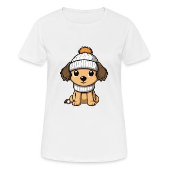 Hund Winter Comic Niedlich - Frauen T-Shirt atmungsaktiv - Weiß - Vorne - AI Model Female 172 dark (172cm)