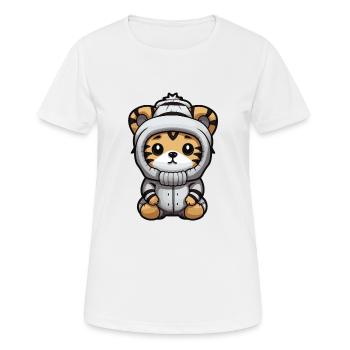 Tiger Winter Comic Niedlich - Frauen T-Shirt atmungsaktiv - Weiß - Vorne - AI Model Female 172 dark (172cm)