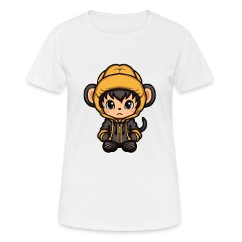 Affe Winter Comic Niedlich - Frauen T-Shirt atmungsaktiv - Weiß - Vorne - AI Model Female 172 dark (172cm)