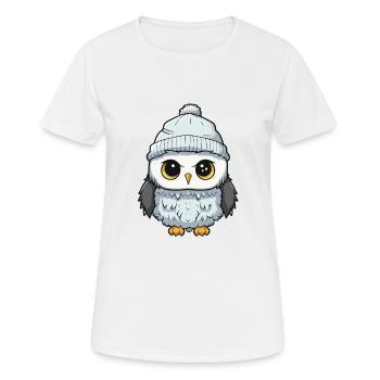 Hibou Hiver Bande Dessinée Mignon - T-shirt respirant Femme - blanc - Devant - AI Model Female 172 dark (172cm)