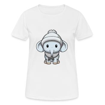Elefant Winter Comic Niedlich - Frauen T-Shirt atmungsaktiv - Weiß - Vorne - AI Model Female 172 dark (172cm)