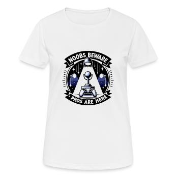 Noobs, méfiez-vous, les pros sont là - T-shirt respirant Femme - blanc - Devant - AI Model Female 172 dark (172cm)