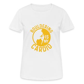 L’escalade de bloc est mon cardio Escalade de bloc - T-shirt respirant Femme - blanc - Devant - AI Model Female 172 dark (172cm)