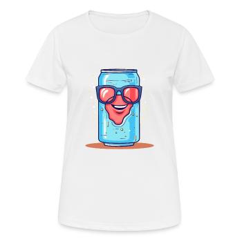 Glitzernd coole Getränkedose Dose mit Sonnenbrille - Frauen T-Shirt atmungsaktiv - Weiß - Vorne - AI Model Female 172 dark (172cm)
