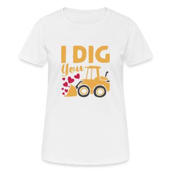Ich mag dich Bagger Bulldozer Kran lustig Valentin - Frauen T-Shirt atmungsaktiv - Weiß - Vorne - AI Model Female 172 dark (172cm)