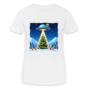 Enlèvement de diablotin d’OVNI extraterrestre de Noël - T-shirt respirant Femme - blanc - Devant - AI Model Female 172 dark (172cm)