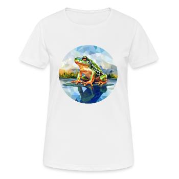 Grenouille polygonale dans l’étang - T-shirt respirant Femme - blanc - Devant - AI Model Female 172 dark (172cm)