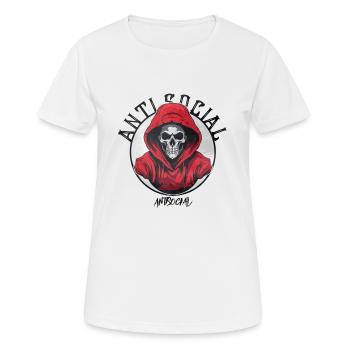 Anti-Social Skull Logo Graffiti avec Drips Design - T-shirt respirant Femme - blanc - Devant - AI Model Female 172 dark (172cm)