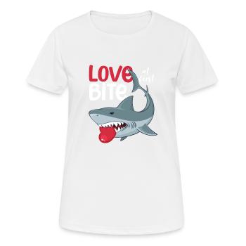 Liebe auf den ersten Biss Haie Lustiger - Frauen T-Shirt atmungsaktiv - Weiß - Vorne - AI Model Female 172 dark (172cm)