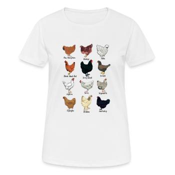 Verschiedene Hühner - Hühnerassen - Frauen T-Shirt atmungsaktiv - Weiß - Vorne - AI Model Female 172 dark (172cm)