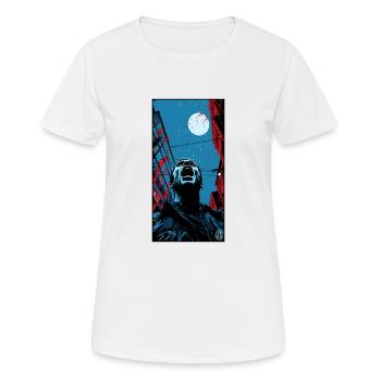 Ein junger Mann schreit im Horror der dunklen Stad - Frauen T-Shirt atmungsaktiv - Weiß - Vorne - AI Model Female 172 dark (172cm)