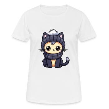Cat Winter Comic - Women's Breathable T-Shirt - white - Front - AI Model Female 172 dark (172cm)