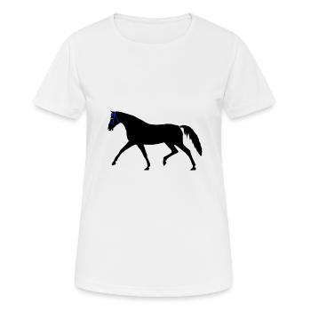 Cheval, Noir, Étalon, Cavalier, Cavalier, Chevaux, Enfant - T-shirt respirant Femme - blanc - Devant - AI Model Female 172 dark (172cm)