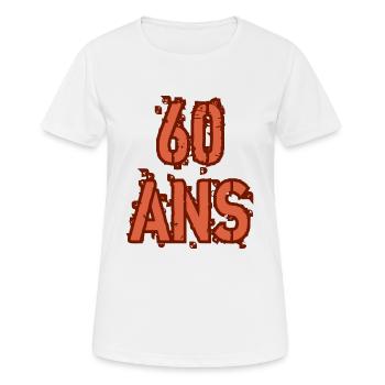60 ANS - T-shirt respirant Femme - blanc - Devant - AI Model Female 172 dark (172cm)