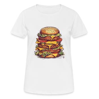 Ein riesiger Mega Cheeseburger - Frauen T-Shirt atmungsaktiv - Weiß - Vorne - AI Model Female 172 dark (172cm)