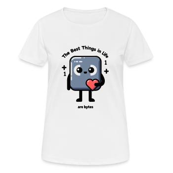 Die besten Dinge im Leben sind Bytes - Frauen T-Shirt atmungsaktiv - Weiß - Vorne - AI Model Female 172 dark (172cm)