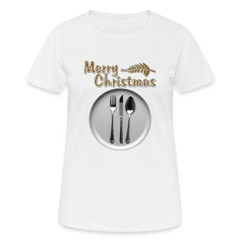 TELLER BESTECK MERRY CHRISTMAS - Frauen T-Shirt atmungsaktiv - Weiß - Vorne - AI Model Female 172 dark (172cm)