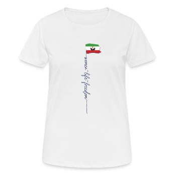 Neue iranische Flagge Kein Hijab weibliche Faustunterstützung - Frauen T-Shirt atmungsaktiv - Weiß - Vorne - AI Model Female 172 dark (172cm)