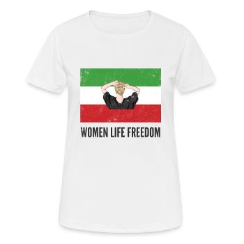 Iranische Flagge Kein Hijab Frauen Leben Kostenlose Unterstützung - Frauen T-Shirt atmungsaktiv - Weiß - Vorne - AI Model Female 172 dark (172cm)