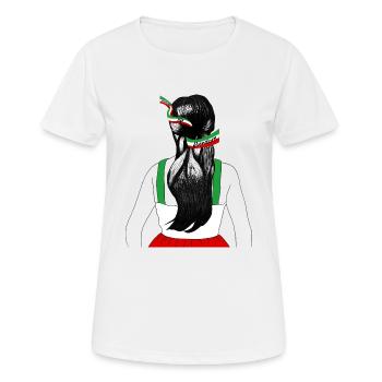 Iranische Flagge keine Hijab-Frau lockere Haarunterstützung - Frauen T-Shirt atmungsaktiv - Weiß - Vorne - AI Model Female 172 dark (172cm)