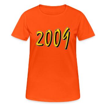BIRTHDAY YEAR 2009 - Women's Breathable T-Shirt - neon orange - Front - AI Model Female 172 dark (172cm)