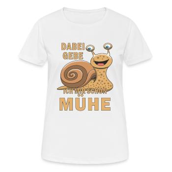 SCHNECKE GEBE MIR MÜHE - Frauen T-Shirt atmungsaktiv - Weiß - Vorne - AI Model Female 172 dark (172cm)