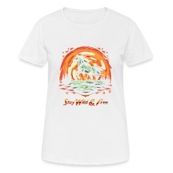 Restez sauvage et libre, des étoiles et un cheval sauvage - T-shirt respirant Femme - blanc - Devant - AI Model Female 172 dark (172cm)