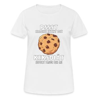 PSST KEKSDIÄT - Frauen T-Shirt atmungsaktiv - Weiß - Vorne - AI Model Female 172 dark (172cm)