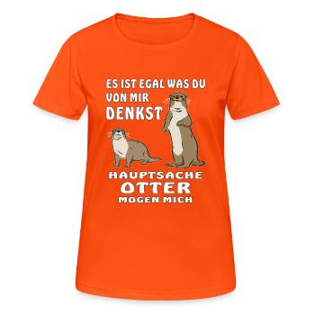 HAUPTSACHE OTTER MÖGEN MICH - Frauen T-Shirt atmungsaktiv - Neonorange - Vorne - AI Model Female 172 dark (172cm)