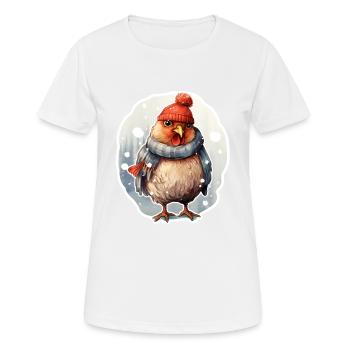 Hühnchen im Winterlook - Frauen T-Shirt atmungsaktiv - Weiß - Vorne - AI Model Female 172 dark (172cm)
