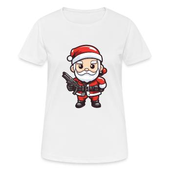 Santa Claus Gun Santa Christmas - Women's Breathable T-Shirt - white - Front - AI Model Female 172 dark (172cm)