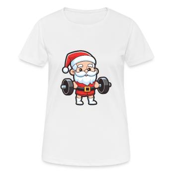 Père Noël haltères gym Noël - T-shirt respirant Femme - blanc - Devant - AI Model Female 172 dark (172cm)
