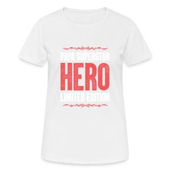 Meilleur Papa Héros Disant Papa Fête des Pères - T-shirt respirant Femme - blanc - Devant - AI Model Female 172 dark (172cm)