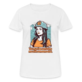 Lisa, ouvrière du bâtiment, tu m’embrouilles - T-shirt respirant Femme - blanc - Devant - AI Model Female 172 dark (172cm)