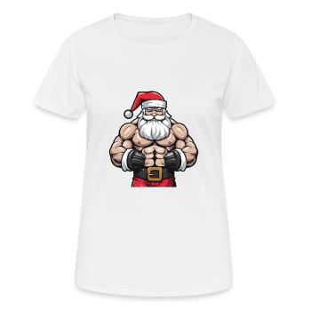 Santa Claus Muscles Gym Santa - Women's Breathable T-Shirt - white - Front - AI Model Female 172 dark (172cm)