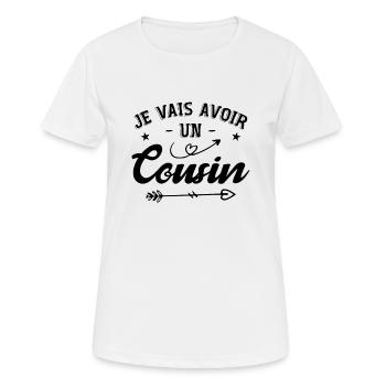 Je Vais Avoir Un Cousin - T-shirt respirant Femme - blanc - Devant - AI Model Female 172 dark (172cm)