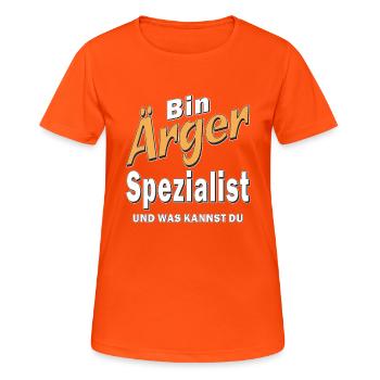 Bin Ärger Spezialist - Frauen T-Shirt atmungsaktiv - Neonorange - Vorne - AI Model Female 172 dark (172cm)