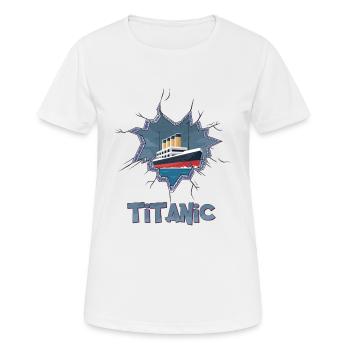 Titanic-Schiff, dieser Junge liebt die RMS Titanic - Frauen T-Shirt atmungsaktiv - Weiß - Vorne - AI Model Female 172 dark (172cm)