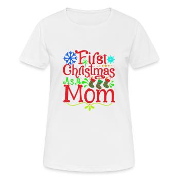 First Christmas - Young Mom - Women's Breathable T-Shirt - white - Front - AI Model Female 172 dark (172cm)