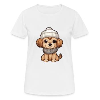 Hund Winter Tier Niedlich Comic - Frauen T-Shirt atmungsaktiv - Weiß - Vorne - AI Model Female 172 dark (172cm)
