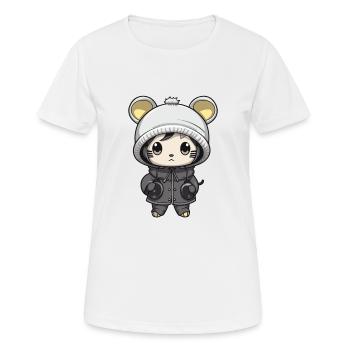 Mouse Winter Animal Cute Comic - Women's Breathable T-Shirt - white - Front - AI Model Female 172 dark (172cm)
