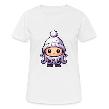 Octopus Winter Animal Cute Comic - Women's Breathable T-Shirt - white - Front - AI Model Female 172 dark (172cm)