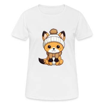 Fuchs Winter Tier Niedlich Comic - Frauen T-Shirt atmungsaktiv - Weiß - Vorne - AI Model Female 172 dark (172cm)