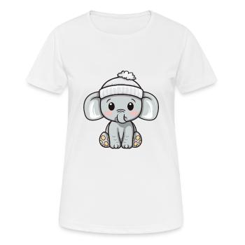 Elephant Winter Animal Cute Comic - Women's Breathable T-Shirt - white - Front - AI Model Female 172 dark (172cm)