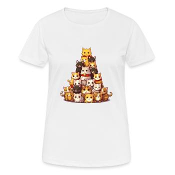Weihnachtskatzenturm: Festlicher Katzenbaum aus - Frauen T-Shirt atmungsaktiv - Weiß - Vorne - AI Model Female 172 dark (172cm)